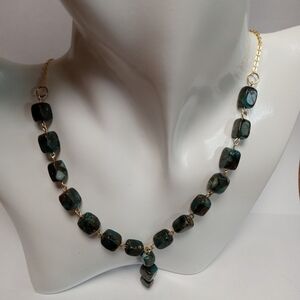 Handcrafted teal yoke/y necklace y2k 90's bohochic boho bohowestern southwestern